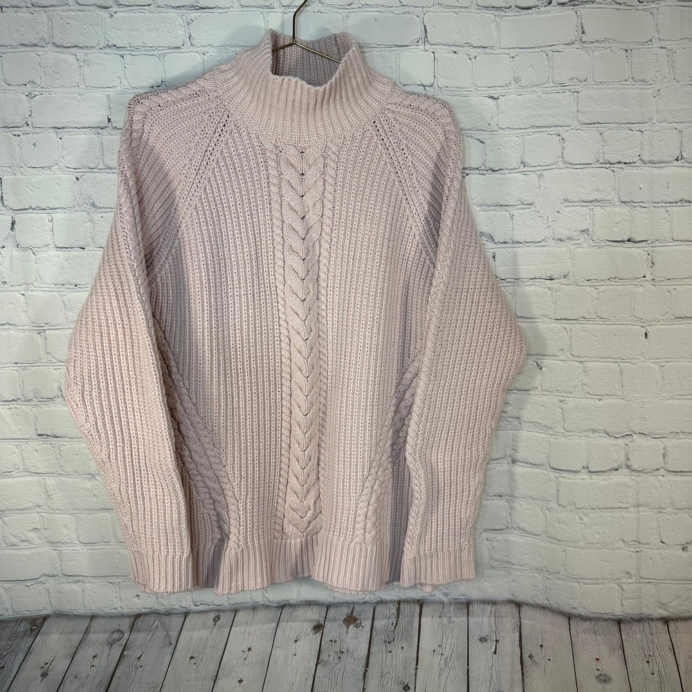 Lululemon Bring the Cozy Cable Knit Sweater Pink Size 12 Ribbed Raglan